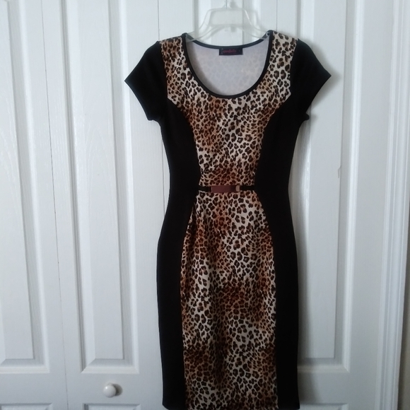 Leopard Print and Black Dress Size Small - Picture 4 of 4